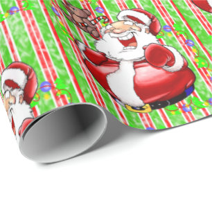 Santa Clause Teddy Bear Christmas Wrapping Paper  
