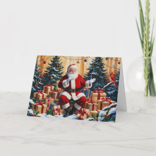 Santa Clause with Christmas Gifts  Holiday Card