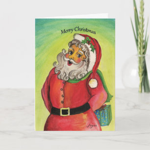 Santa clause with gifts and blessings! holiday card