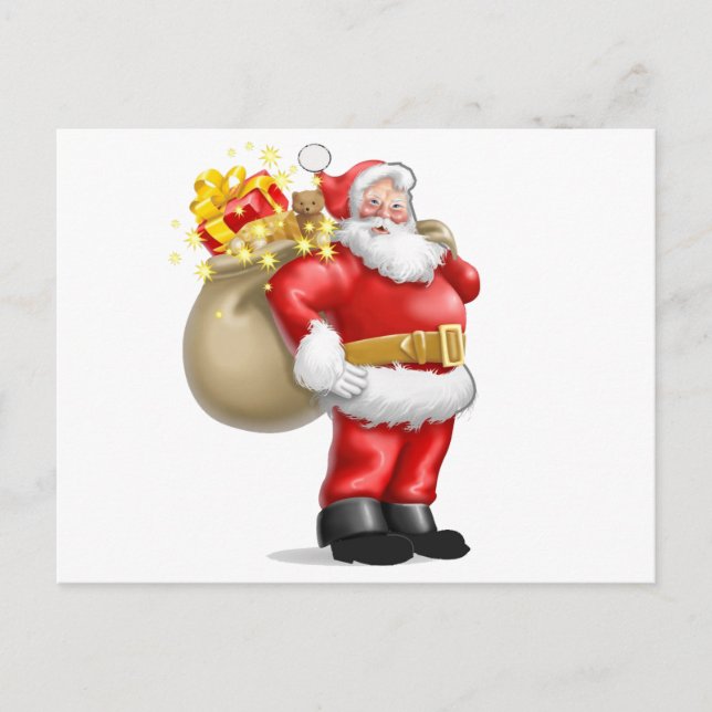 Santa Clause with Presents Holiday Postcard (Front)