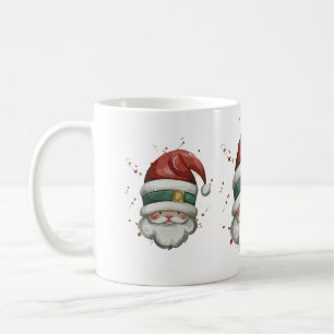 Santa Clause with Red Green Hat Christmas Coffee Mug
