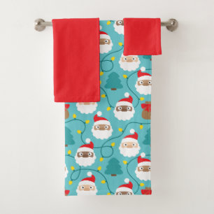 Santa Clauses Pattern Bath Towel Set