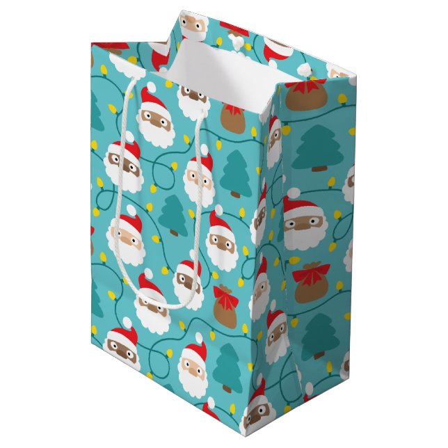 Santa Clauses Pattern Medium Gift Bag (Front Angled)