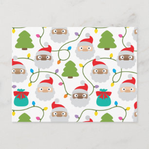 Santa Clauses Pattern Postcard