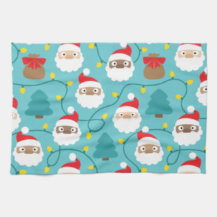 Santa Clauses Pattern Tea Towel