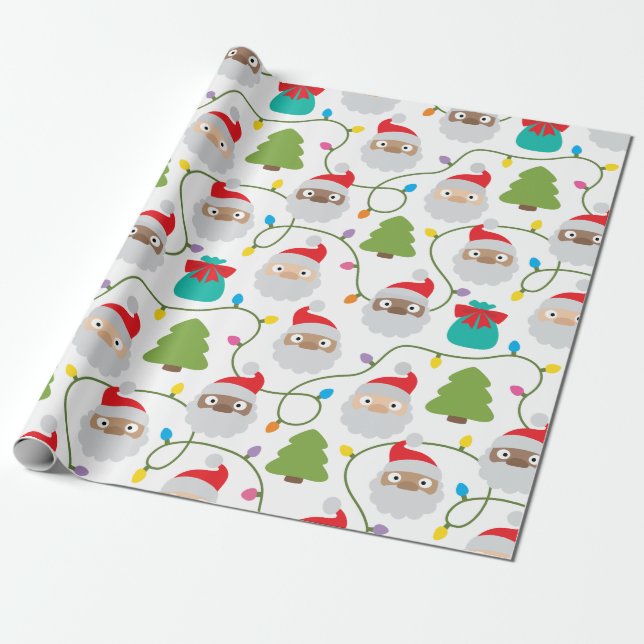 Santa Clauses Pattern Wrapping Paper (Unrolled)