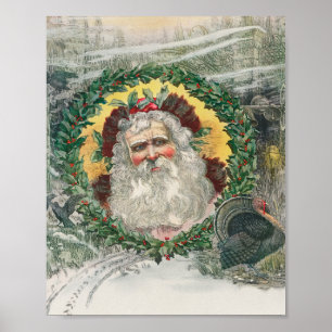 Santa Claus's Face in the Middle of a Christmas Poster
