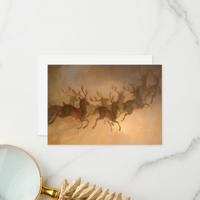 Santa Claus's Reindeer by William Holbrook Beard Thank You Card (Front/Back In Situ)
