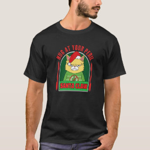 Santa Claw Spikey Anti Christmas Cat or Kitten T-Shirt