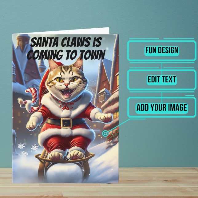 Santa Claws Cat Lover Funny Christmas Holiday Card (Share your love this year with a Holiday greeting card using a fun design.)