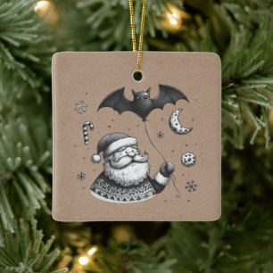 Santa Claws Ceramic Ornament