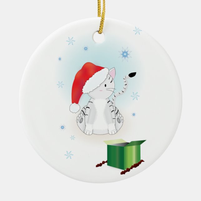 Santa Claws Ceramic Tree Decoration (Front)