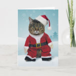 Santa Claws Christmas Card<br><div class="desc">Verse: Here comes Santa Claws.  Humourous Christmas card featuring a cat dressed as Santa Claws.</div>