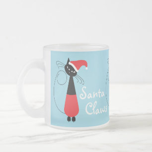 Santa Claws Christmas Frosted Glass Coffee Mug