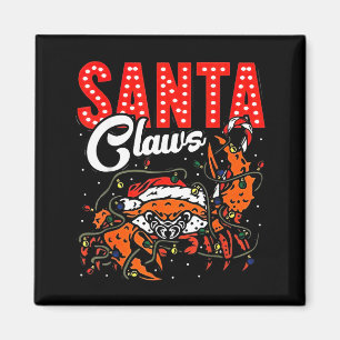 Santa Claws Christmas Funny Crab Lights Holiday Ca Magnet