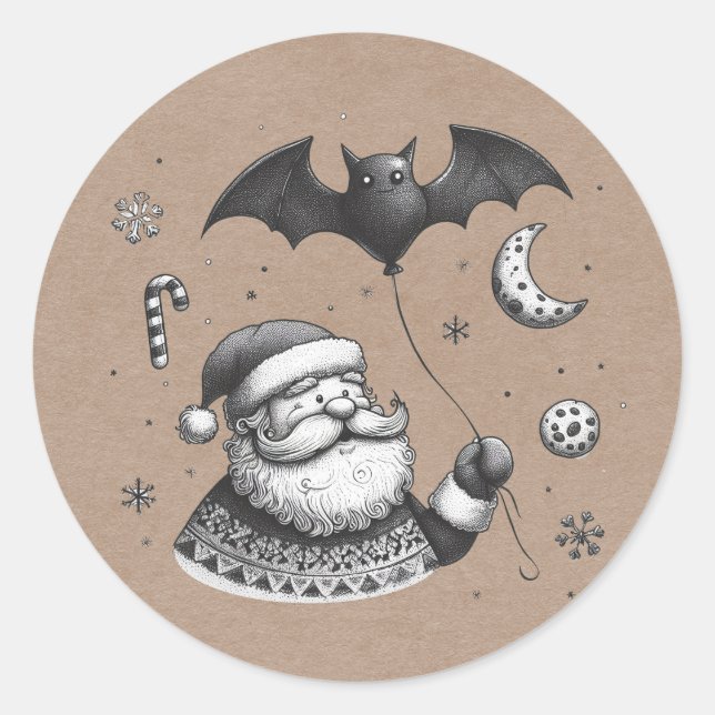 Santa Claws Classic Round Sticker (Front)