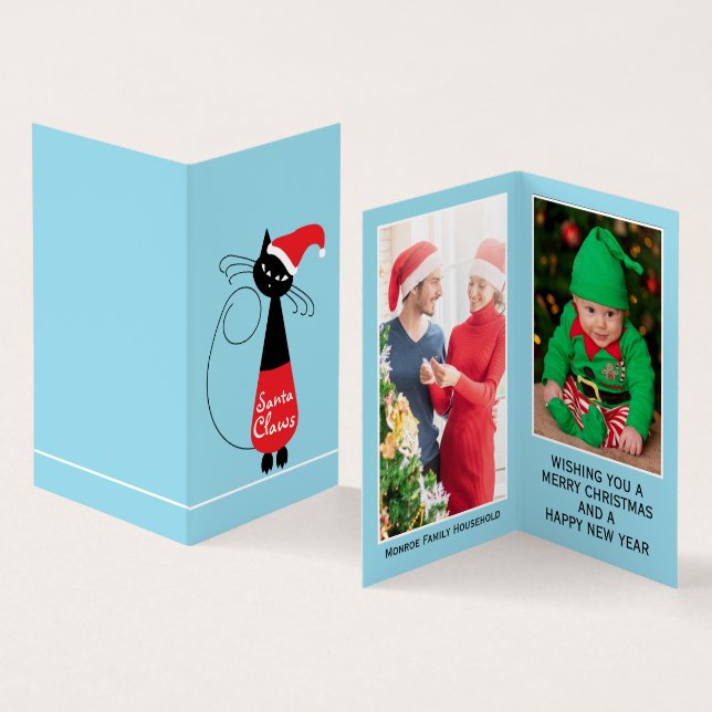 Santa Claws, Family Photo Christmas Card (Inside and Outside)
