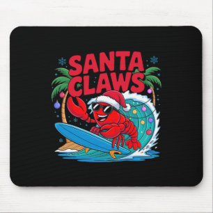 Santa Claws Funny Christmas Lobster With Palm Tree Mouse Mat