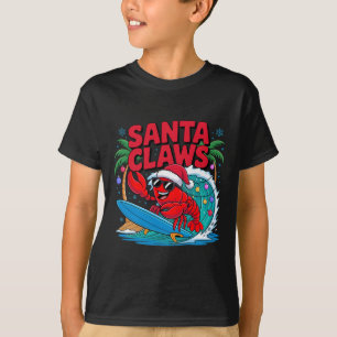 Santa Claws Funny Christmas Lobster With Palm Tree T-Shirt