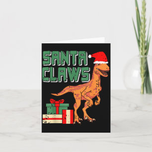 Santa Claws Funny Dinosaur Christmas Pun With Sant Card