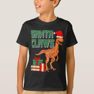 Santa Claws Funny Dinosaur Christmas Pun With Sant T-Shirt