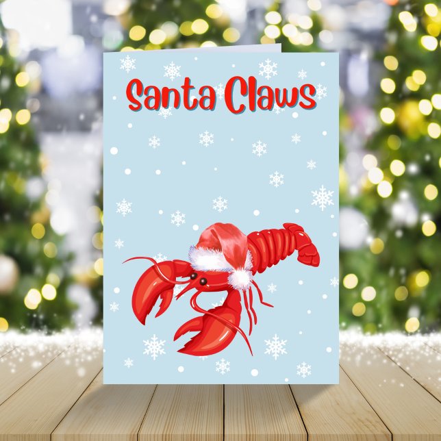 Santa Claws Funny Lobster Crustaceancore  Holiday Card (Creator Uploaded)