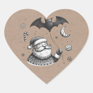 Santa Claws Heart Sticker