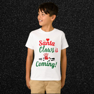 Santa Claws Is Coming Funny Christmas Personalised T-Shirt