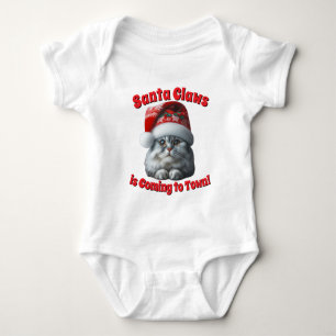 Santa Claws is Coming To Town - Festive Kitty Cat Baby Bodysuit