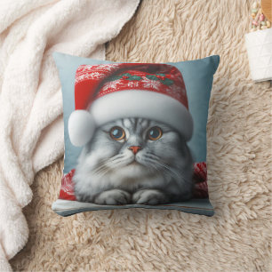 Santa Claws is Coming To Town - Festive Kitty Cat Cushion