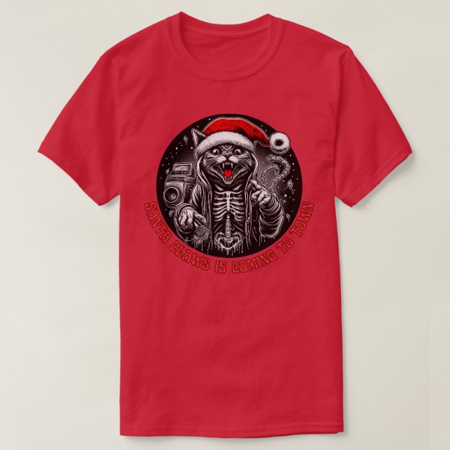 Santa Claws is Coming to Town T-Shirt (Design Front)