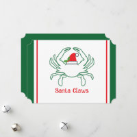 Santa Claws List Nautical Pun Holiday Card White
