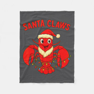 Santa Claws Lobster Christmas Lights Holiday Desig Fleece Blanket
