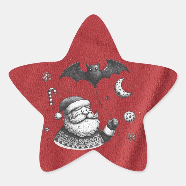 Santa Claws Red Star Sticker (Front)