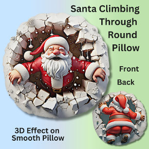 Santa Climbing Through White Pillow 3D Effect
