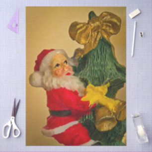 Santa Climbs Christmas Tree Decoupage Tissue Paper