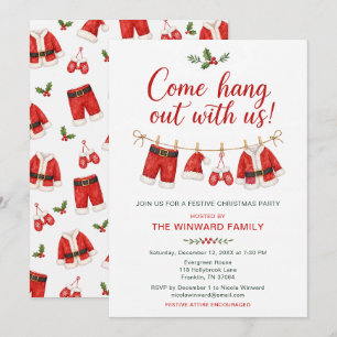Santa Clothesline Christmas Party Invitation