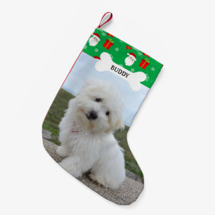 Santa Cluas Dog Bone Pet Photo Small Christmas Stocking