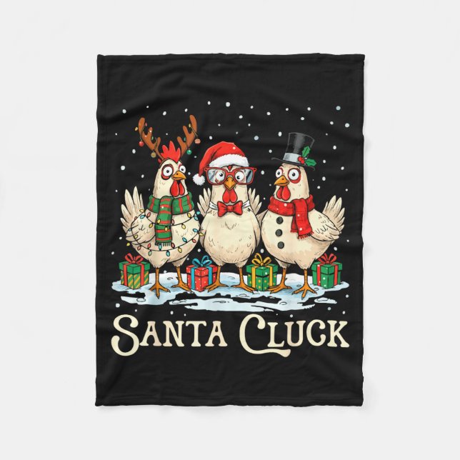 Santa Cluck Chicken Christmas Farm Animal Funny  Fleece Blanket (Front)