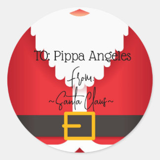 Santa Coat and belt Christmas gift tag label 