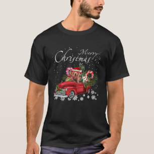 Santa Cocker Spaniel Riding Red Truck Merry Christ T-Shirt