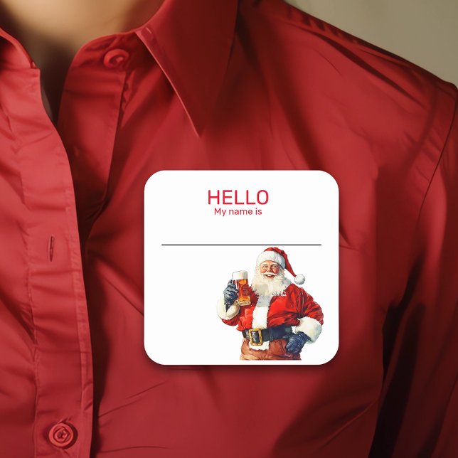 Santa Cocktail Party Beer Name Tag Badge Christmas (Creator Uploaded)