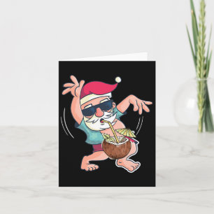Santa Coconut Drink Christmas In July Pool Party S Card