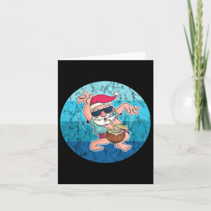 Santa Coconut Drink Vintage Ocean Water Christmas  Card