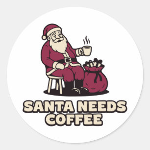 Santa Coffee Break Classic Round Sticker