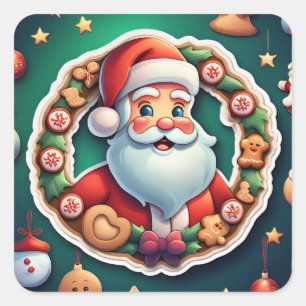 Santa coming square sticker
