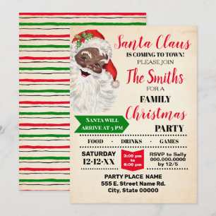 Santa Coming to Town Christmas Family Party Invitation