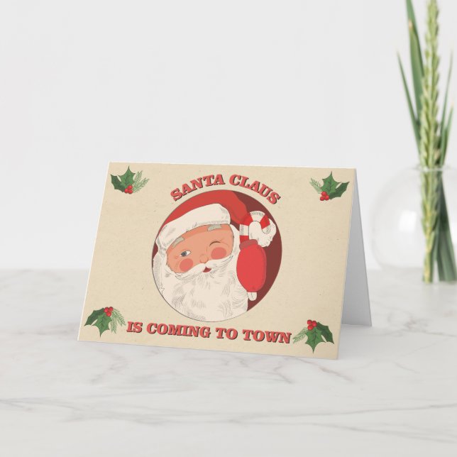 Santa Coming to Town Holiday Card (Front)