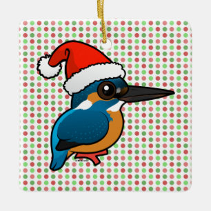 Santa Common Kingfisher Ceramic Tree Decoration