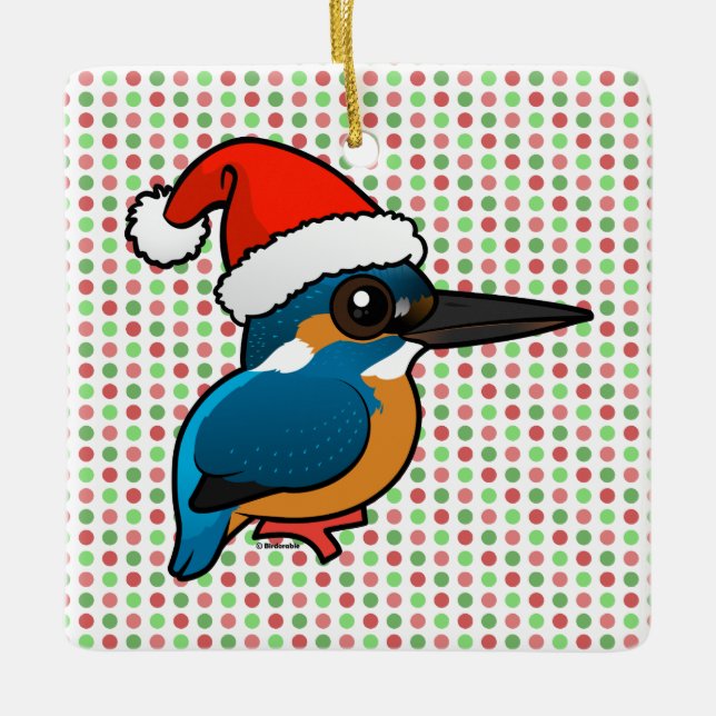 Santa Common Kingfisher Ceramic Tree Decoration (Front)